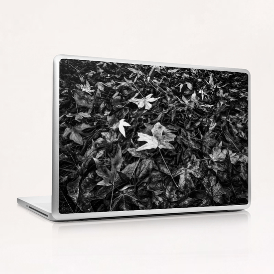 maple leaves texture in black and white Laptop & iPad Skin by Timmy333