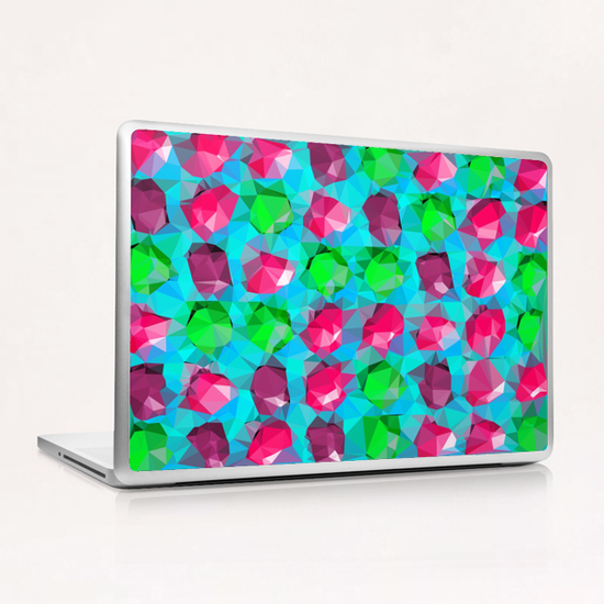 geometric polygon abstract pattern in pink blue green Laptop & iPad Skin by Timmy333