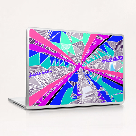 psychedelic geometric pattern drawing abstract background in blue pink purple Laptop & iPad Skin by Timmy333