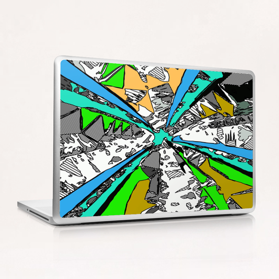 geometric splash drawing and painting abstract background in blue green brown Laptop & iPad Skin by Timmy333