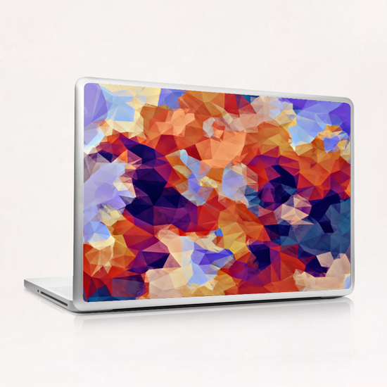 psychedelic geometric polygon pattern abstract in orange brown blue purple Laptop & iPad Skin by Timmy333