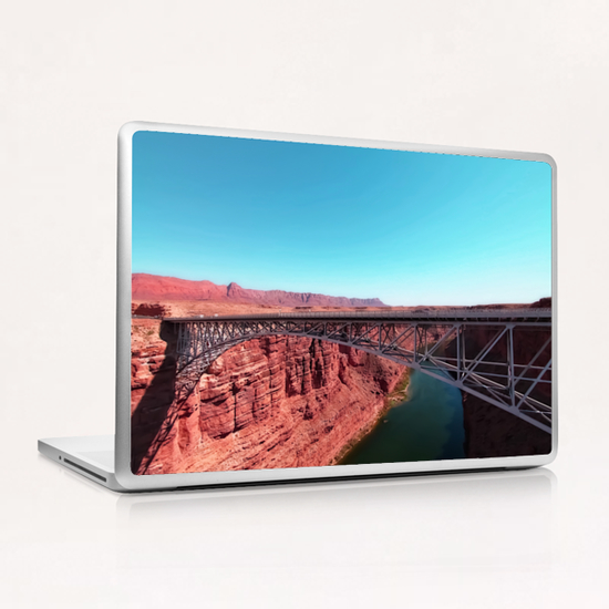 bridge over the river in the desert with blue sky in USA Laptop & iPad Skin by Timmy333