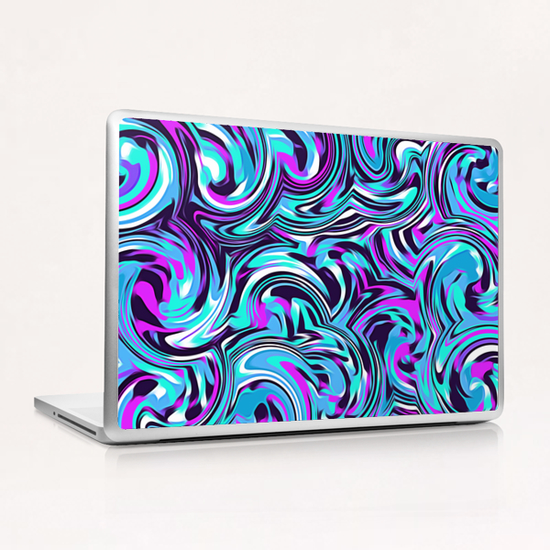 spiral line drawing abstract pattern in blue pink black Laptop & iPad Skin by Timmy333