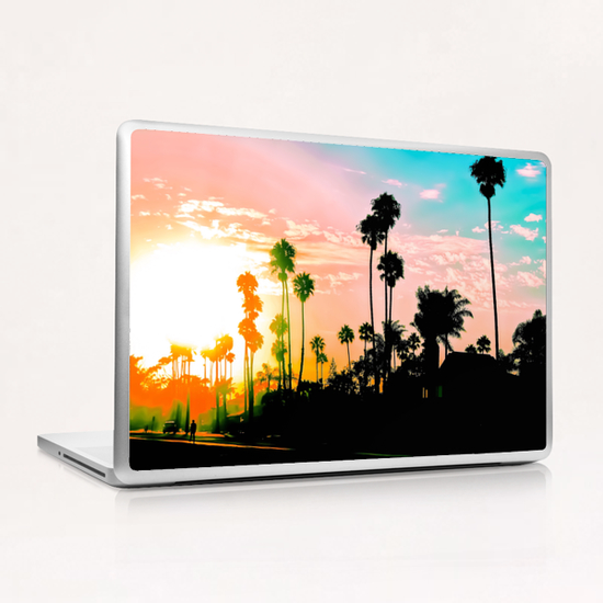 beach summer sunset with palm tree and blue sky Laptop & iPad Skin by Timmy333