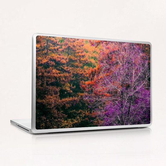 autumn tree in the forest with purple and brown leaf Laptop & iPad Skin by Timmy333