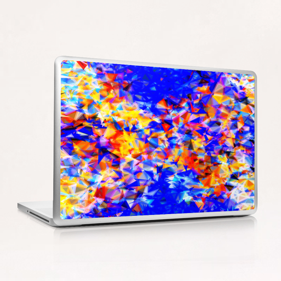 psychedelic geometric triangle abstract pattern in blue orange yellow Laptop & iPad Skin by Timmy333