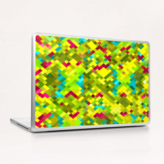 square pixel pattern abstract in yellow green blue red Laptop & iPad Skin by Timmy333