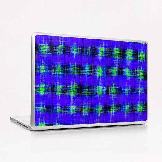 plaid pattern abstract texture in blue green black Laptop & iPad Skin by Timmy333