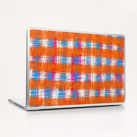 plaid pattern abstract texture in orange blue pink Laptop & iPad Skin by Timmy333