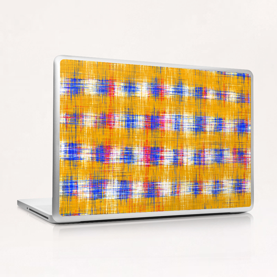 plaid pattern abstract texture in yellow blue pink Laptop & iPad Skin by Timmy333