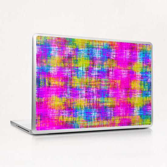 plaid pattern painting texture abstract background in pink purple blue yellow Laptop & iPad Skin by Timmy333