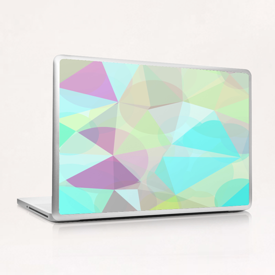 geometric triangle and circle pattern abstract in blue green pink Laptop & iPad Skin by Timmy333