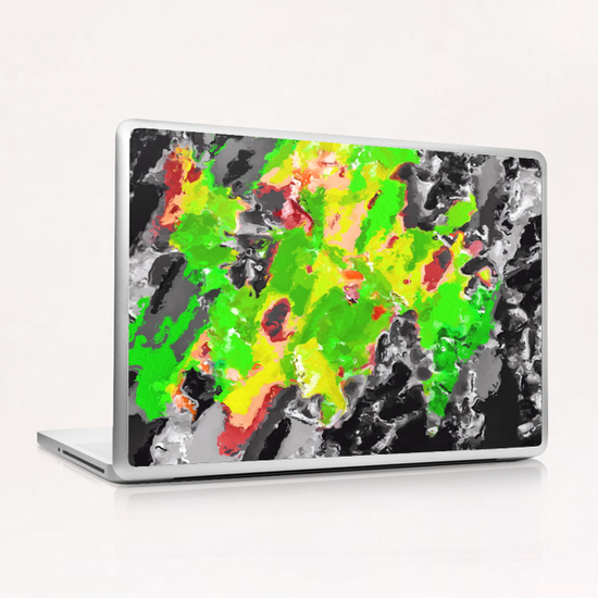 psychedelic splash painting abstract texture in in green yellow black Laptop & iPad Skin by Timmy333