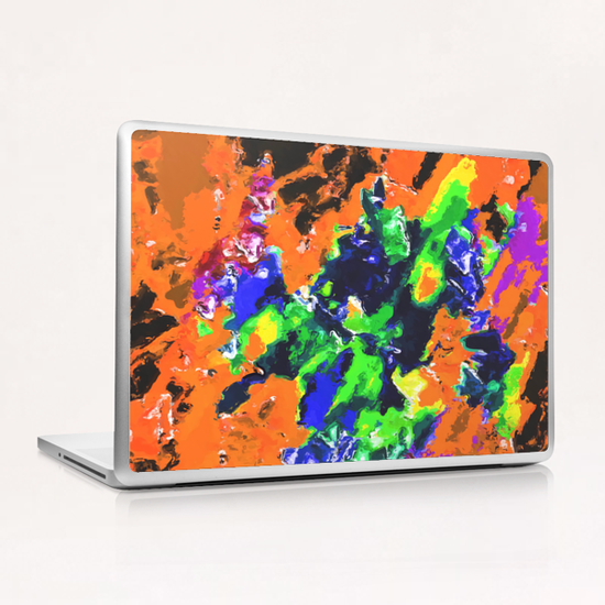 psychedelic splash painting abstract texture in brown green blue yellow pink Laptop & iPad Skin by Timmy333