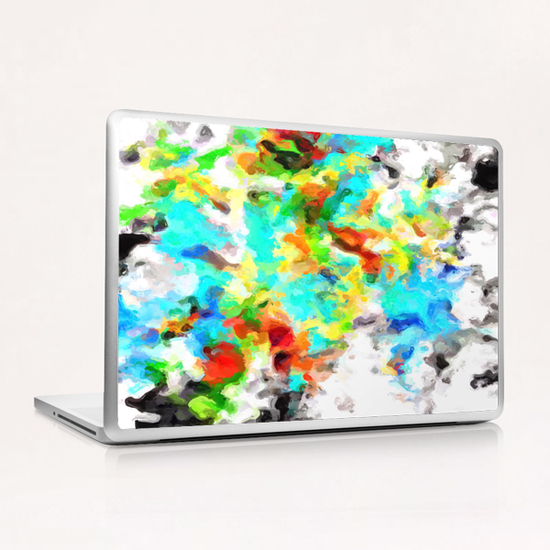 psychedelic splash painting abstract texture in blue yellow brown green black Laptop & iPad Skin by Timmy333