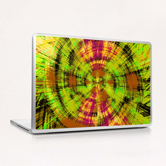 vintage psychedelic geometric abstract pattern in green brown pink Laptop & iPad Skin by Timmy333