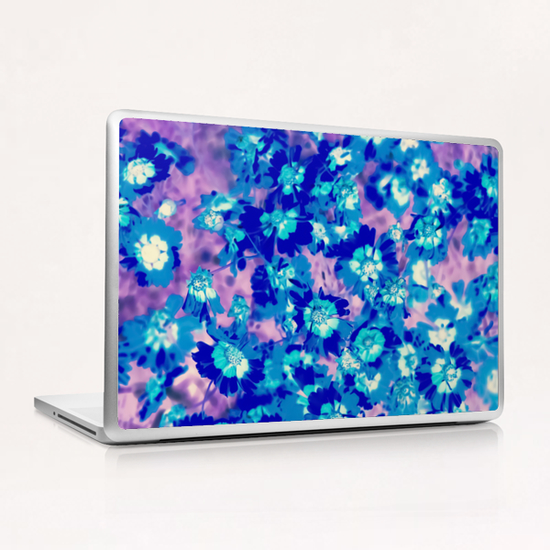 blooming blue flower abstract with pink background Laptop & iPad Skin by Timmy333