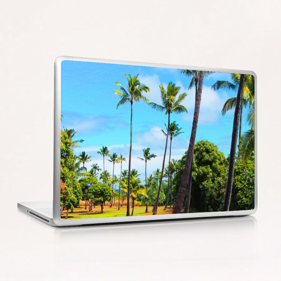 palm trees with green tree and blue cloudy sky in summer Laptop & iPad Skin by Timmy333