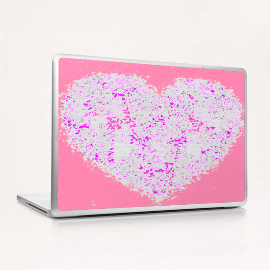 pink and white heart shape with pink background Laptop & iPad Skin by Timmy333