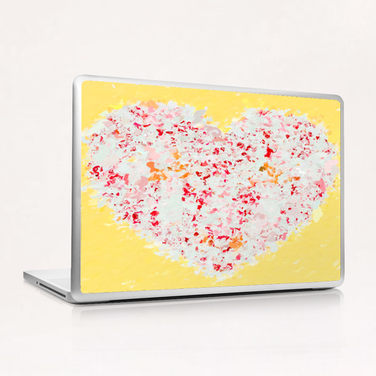 pink and red heart shape with yellow background Laptop & iPad Skin by Timmy333