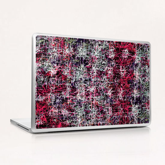 psychedelic abstract art pattern texture background in red pink black Laptop & iPad Skin by Timmy333