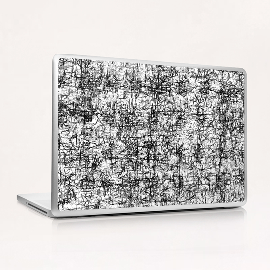 psychedelic abstract art texture in black and white Laptop & iPad Skin by Timmy333