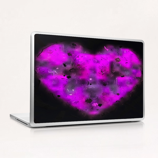 pink blurry heart shape with black background Laptop & iPad Skin by Timmy333