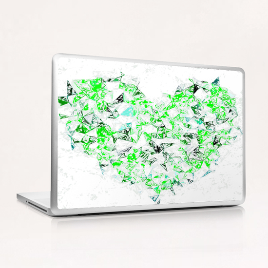 green heart shape abstract with white abstract background Laptop & iPad Skin by Timmy333