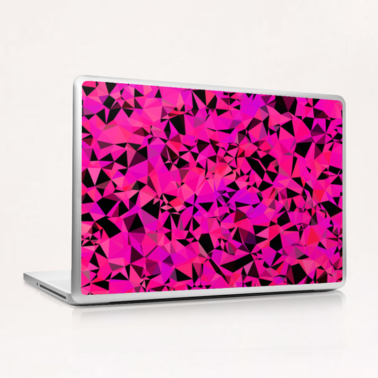 geometric triangle pattern abstract in pink and black Laptop & iPad Skin by Timmy333