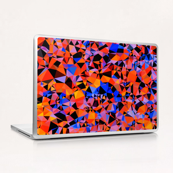 geometric triangle pattern abstract in blue orange red Laptop & iPad Skin by Timmy333