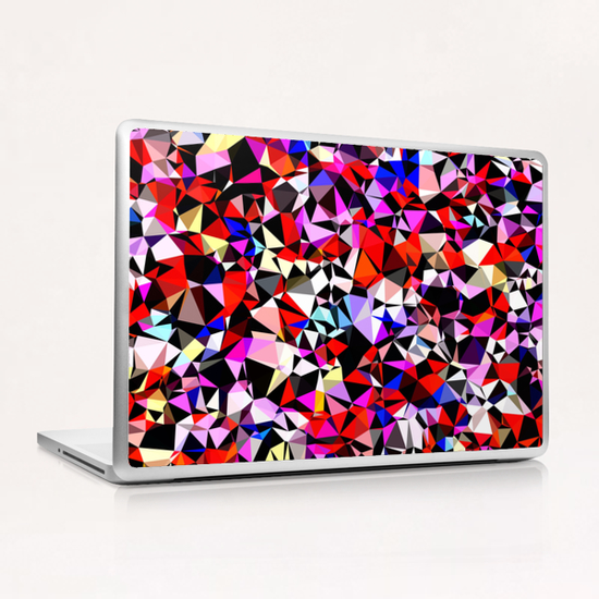 geometric triangle pattern abstract in red pink black blue Laptop & iPad Skin by Timmy333