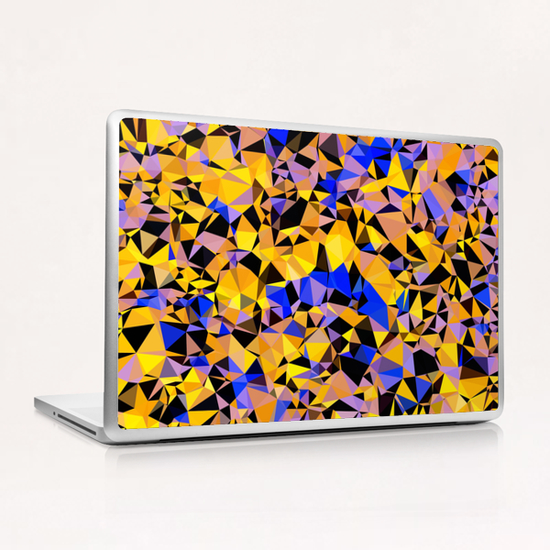 geometric triangle pattern abstract in orange blue yellow Laptop & iPad Skin by Timmy333