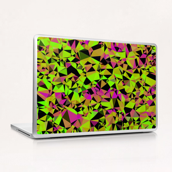 geometric triangle pattern abstract in green black pink Laptop & iPad Skin by Timmy333