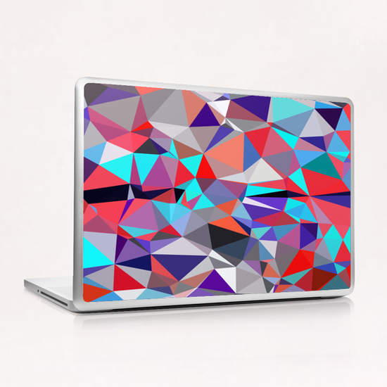 geometric triangle polygon pattern abstract background in red blue purple Laptop & iPad Skin by Timmy333