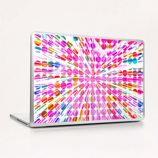 pink blue and yellow circle pattern abstract background Laptop & iPad Skin by Timmy333