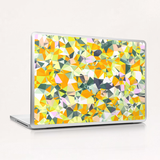 geometric triangle pattern abstract in orange green yellow Laptop & iPad Skin by Timmy333