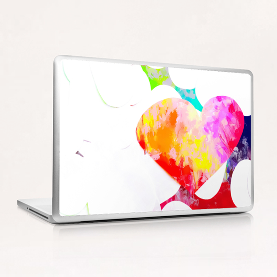 heart shape pattern with red pink blue yellow orange painting abstract background Laptop & iPad Skin by Timmy333