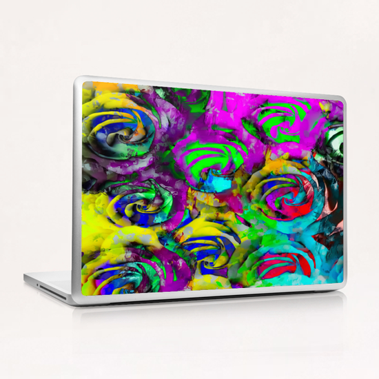 closeup rose texture pattern abstract background in pink yellow green blue Laptop & iPad Skin by Timmy333