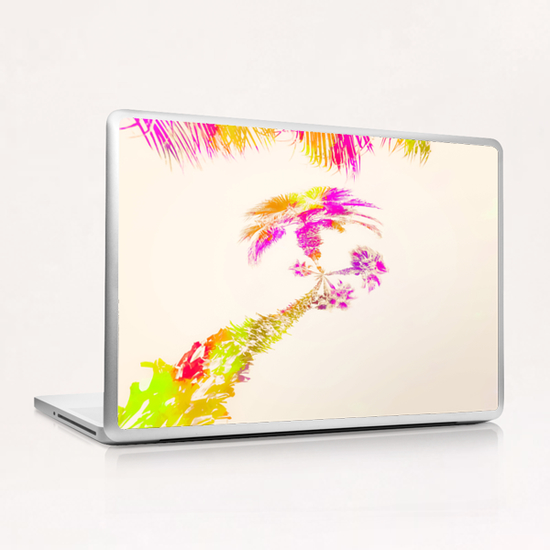 palm tree over the sky in pink purple green yellow Laptop & iPad Skin by Timmy333