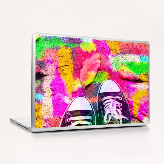 canvas shoes with colorful painting abstract in pink yellow green blue Laptop & iPad Skin by Timmy333