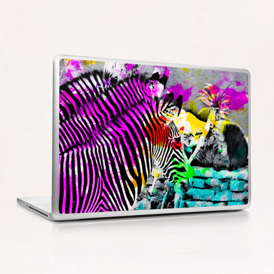 colorful zebra with painting texture abstract in pink yellow blue green Laptop & iPad Skin by Timmy333