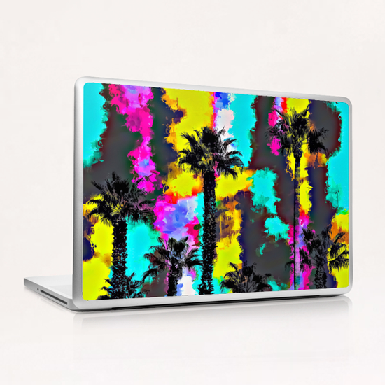 palm tree pattern with painting texture abstract in green blue yellow pink Laptop & iPad Skin by Timmy333