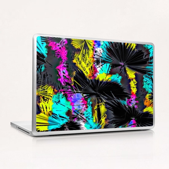 palm leaf texture abstract with painting texture background in pink blue yellow Laptop & iPad Skin by Timmy333