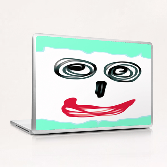 funny face with blue background and red lip Laptop & iPad Skin by Timmy333