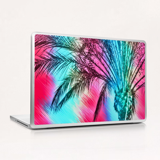 isolate palm tree with painting abstract background in pink and blue Laptop & iPad Skin by Timmy333