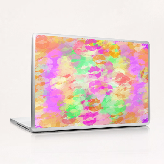 sexy kiss lipstick abstract pattern in pink orange yellow green Laptop & iPad Skin by Timmy333