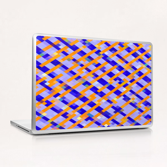 geometric pixel square pattern abstract background in orange blue purple Laptop & iPad Skin by Timmy333