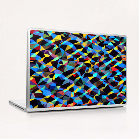 psychedelic geometric triangle polygon pattern abstract background in blue yellow red Laptop & iPad Skin by Timmy333