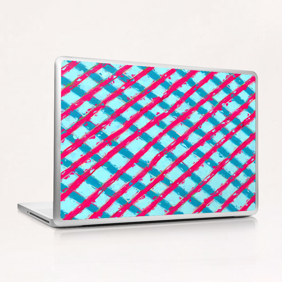 line pattern painting abstract background in blue and red Laptop & iPad Skin by Timmy333