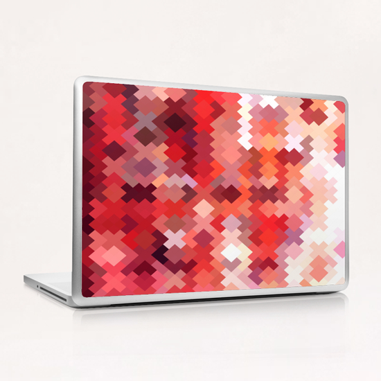 geometric square pixel pattern abstract in red and brown Laptop & iPad Skin by Timmy333